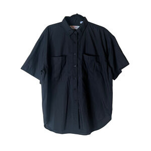 Vtg 90s No Strings Attached Short Sleeve Button-down Shirt L Grunge Goth Punk